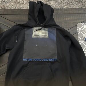 Small Black Billie Eilish hoodie with pockets. Hit me hard and soft.